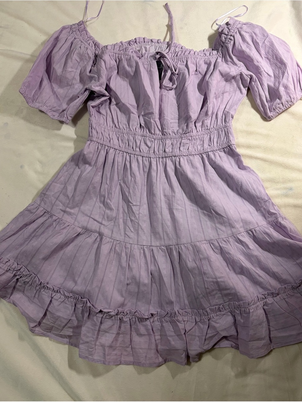 Lost + Wander Girls Lavender Off-Shoulder Ruffle Dress